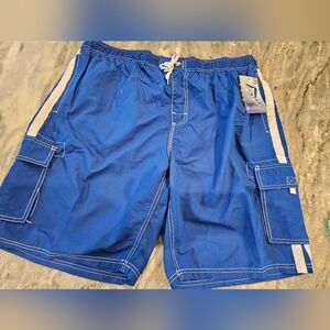 KANU SURF Men's Barracuda Royal Blue swim trunks Shorts drawstring front XXL